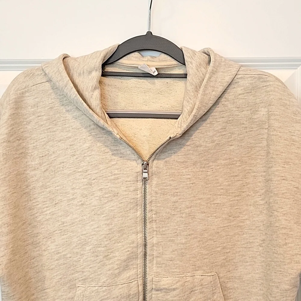 Zara Kids Girls 11-12 Heather Gray Shortsleeve Hoodie Full Zip Jacket NWOT